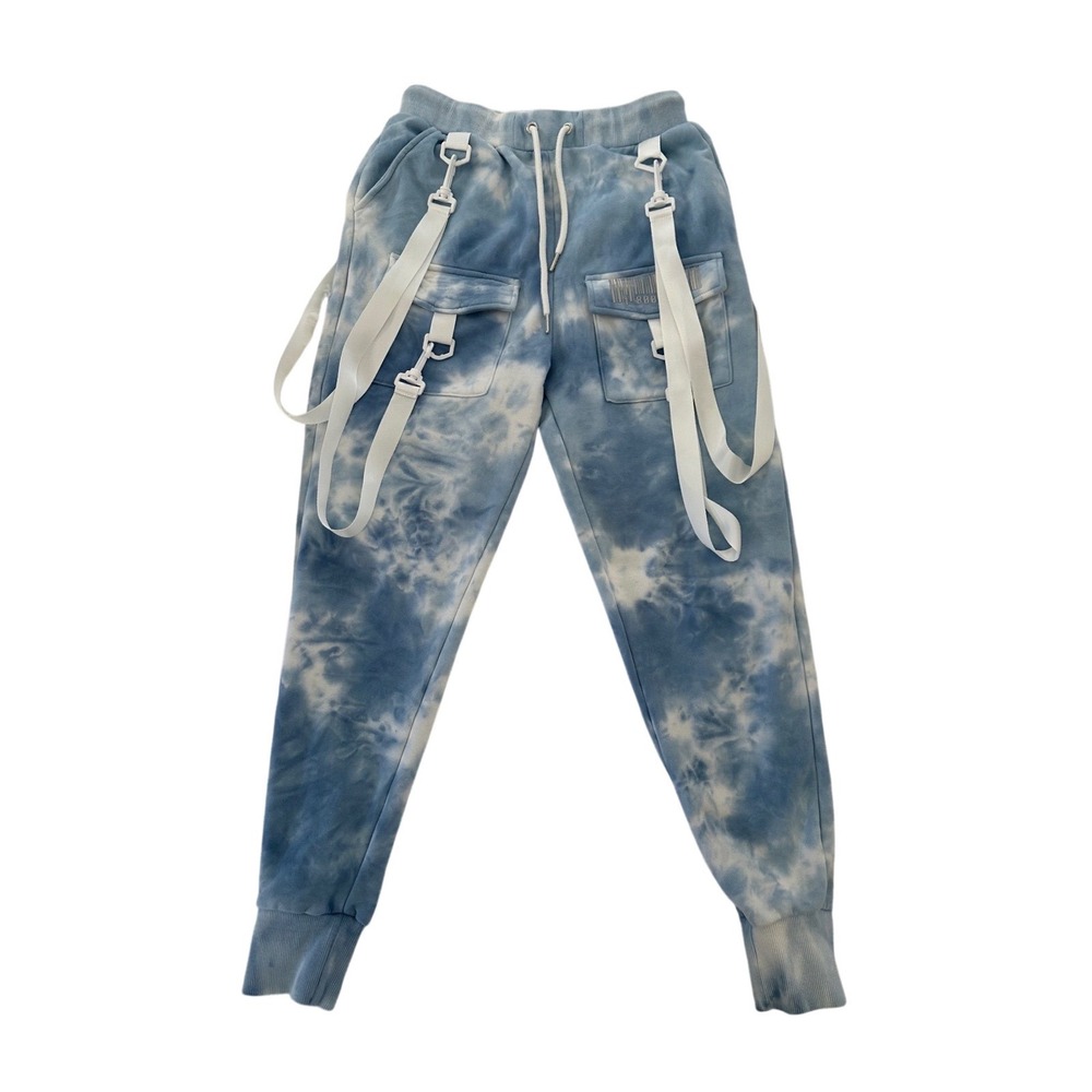 Club Exx Sky Digital Blaze Cargo Joggers blue tie dye reflective barcode Size M